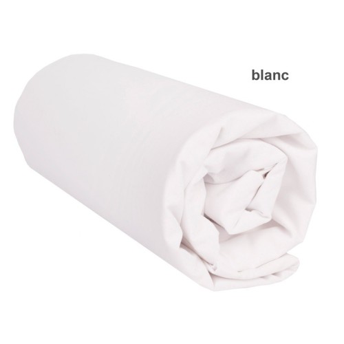 Drap Housse UNI BLANC Pur Coton