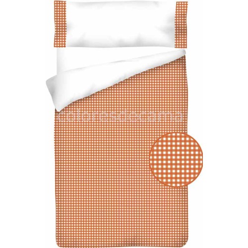 Housse de Couette Coton et VICHY CARRÉ ORANGE