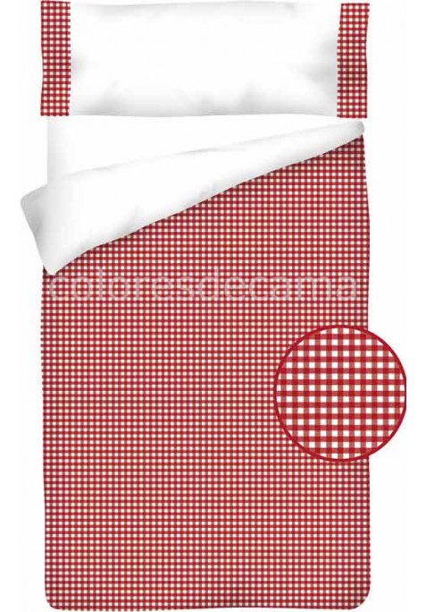 Housse de Couette Coton et VICHY CARRÉ ROUGE