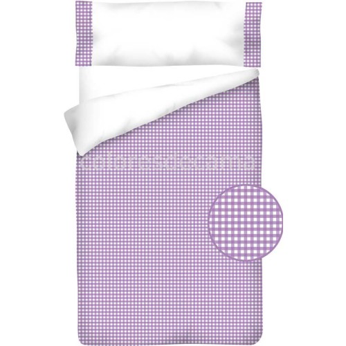 Housse de Couette Coton et VICHY CARRÉ LILAS