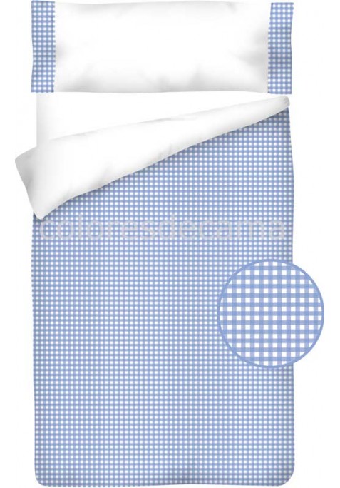 Drap-housse Moses pour berceau Vichy bleu bleuet Housse de matelas