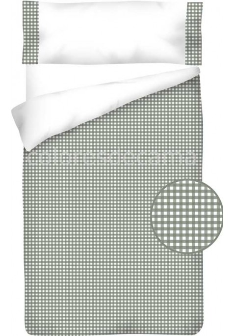 Housse de Couette Coton et VICHY CARRÉ GRIS