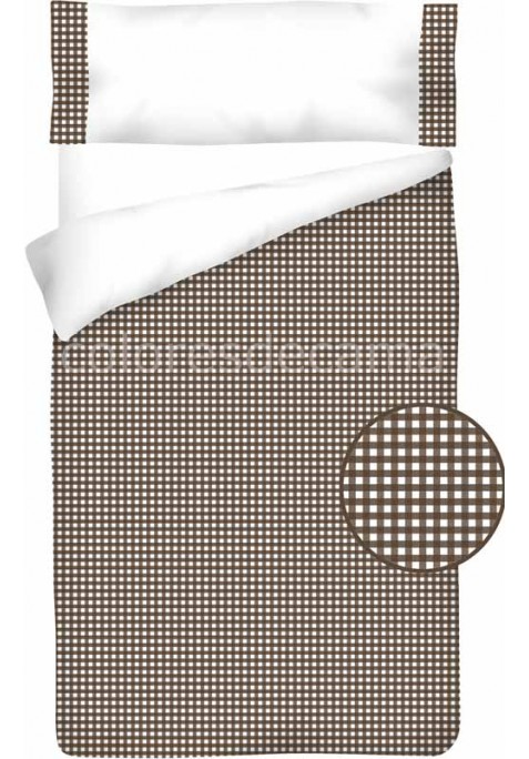 Housse de Couette Coton et VICHY CARRÉ CHOCOLAT