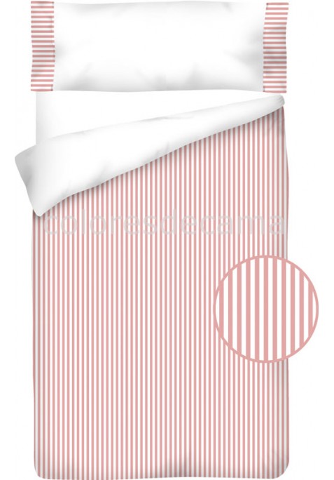 Housse de Couette Coton et VICHY RAYURE ROSE