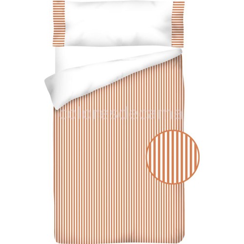 Housse de Couette Coton et VICHY RAYURE ORANGE