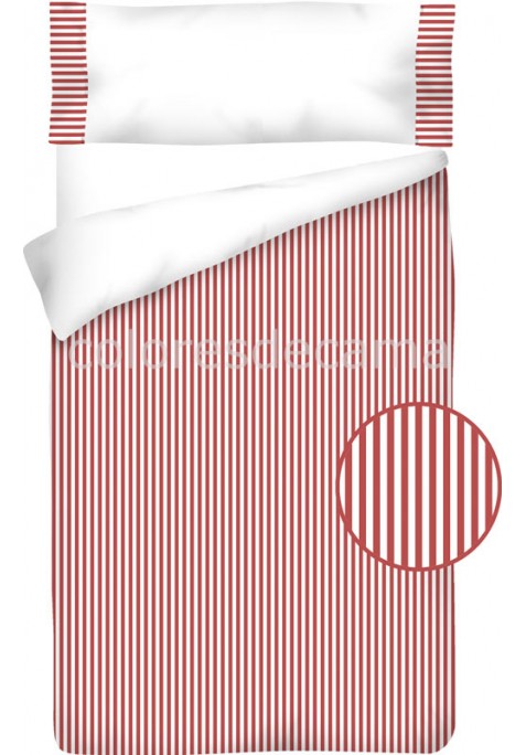 Housse de Couette Coton et VICHY RAYURE ROUGE