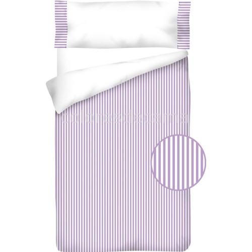 Housse de Couette Coton et VICHY RAYURE LILAS