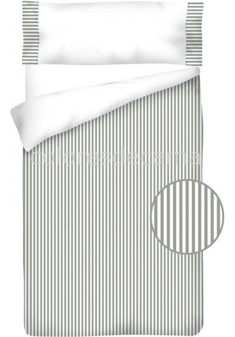 Housse de Couette Coton et VICHY RAYURE GRIS