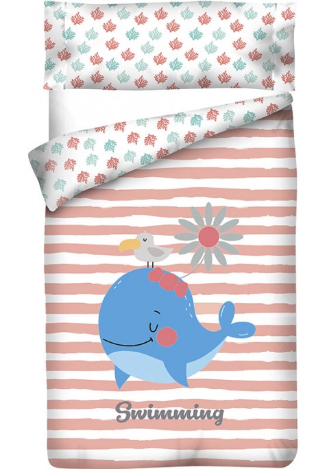Housse de Couette Réversible Coton WHALE