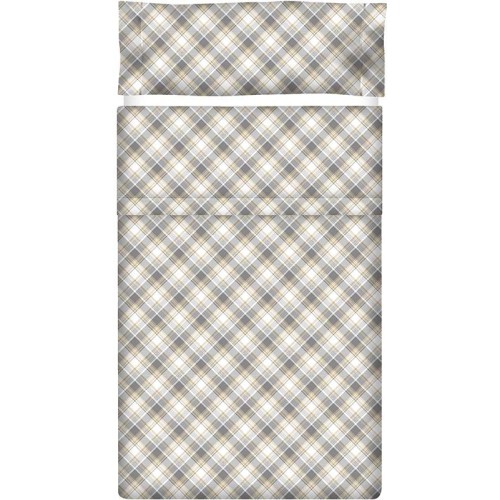 Drap Plat imprimé Coton CARRÉ MADRAS CAMEL