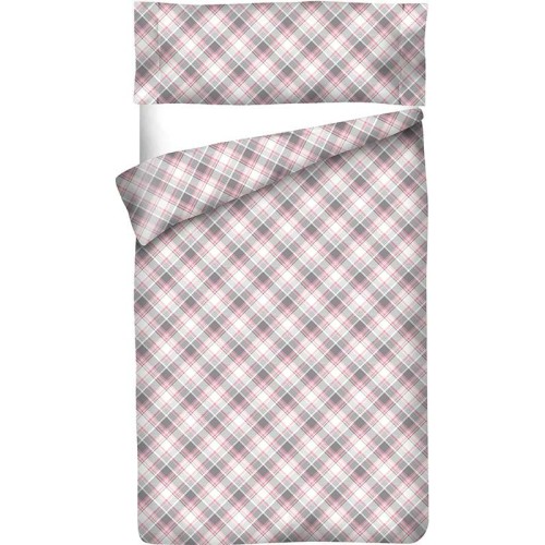 Housse de Couette imprimée Coton CARRÉ MADRAS ROSE