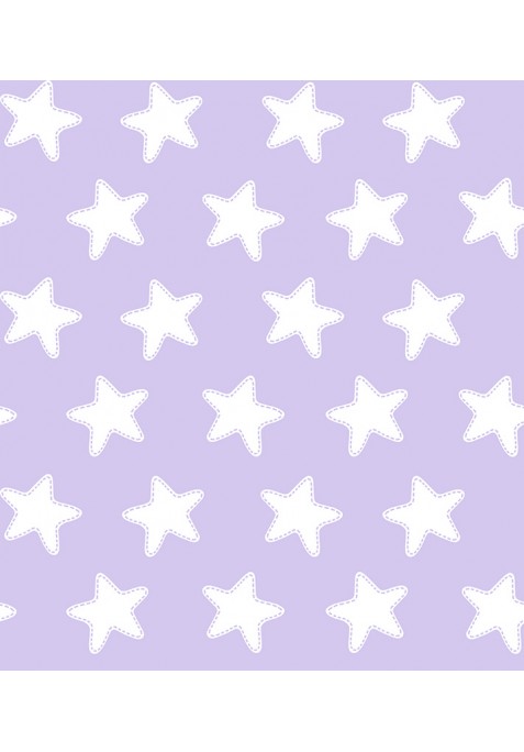 Housse de Couette Réversible Coton ÉTOILES blanc - fond lilas
