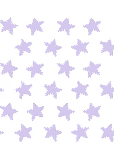 Housse de Couette Réversible Coton ÉTOILES blanc - fond lilas