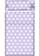 Drap Plat imprimé Coton ÉTOILES blanc - fond lilas
