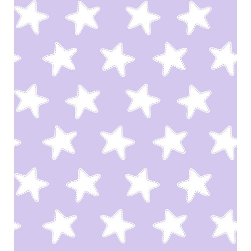 Drap Plat imprimé Coton ÉTOILES blanc - fond lilas 2