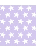 Drap Plat imprimé Coton ÉTOILES blanc - fond lilas