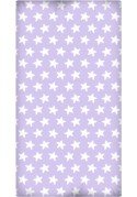 Drap Housse imprimé Coton ÉTOILES blanc - fond lilas