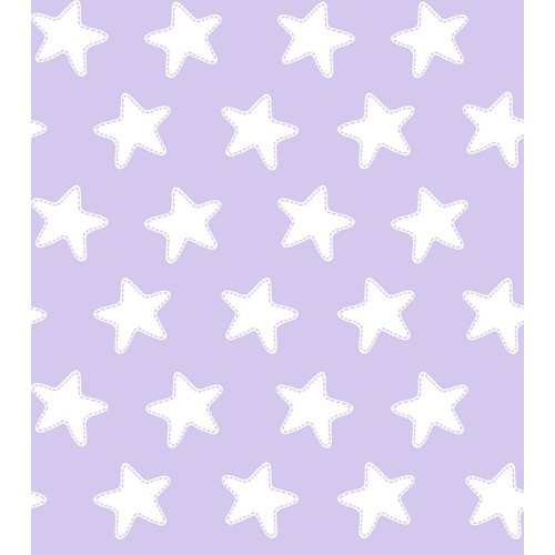 Taie D'Oreiller imprimée Coton ÉTOILES blanc - fond lilas 2