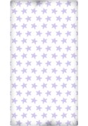 Drap Housse imprimé Coton ÉTOILES lilas - fond blanc