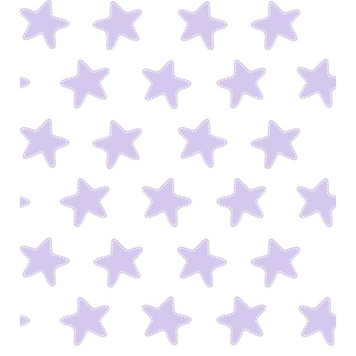 Drap Housse imprimé Coton ÉTOILES lilas - fond blanc 2