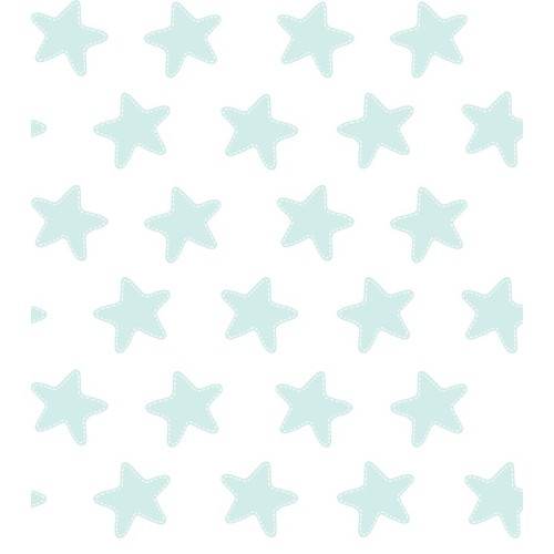 Drap Plat imprimé Coton ÉTOILES émeraude - fond blanc 2