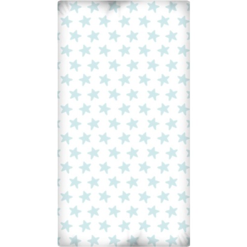 Drap Housse imprimé Coton ÉTOILES émeraude - fond blanc