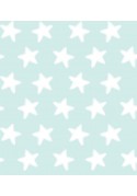 Drap Housse imprimé Coton ÉTOILES blanc - fond émeraude