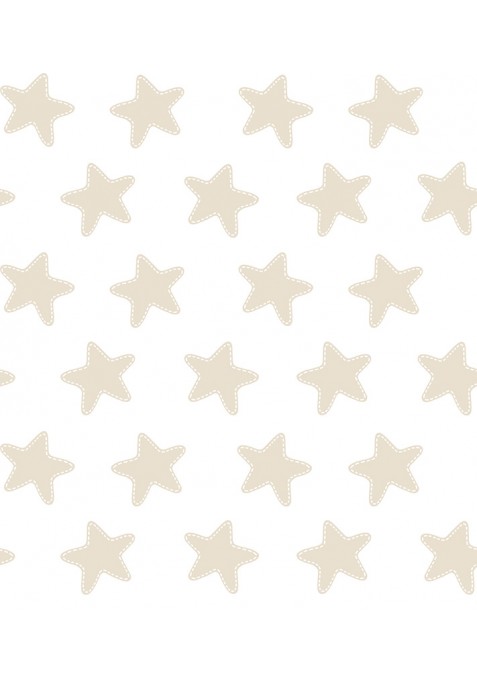 Drap Plat imprimé Coton ÉTOILES sable - fond blanc