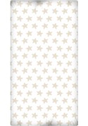 Drap Housse imprimé Coton ÉTOILES sable - fond blanc