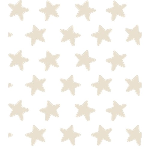 Drap Housse imprimé Coton ÉTOILES sable - fond blanc 2