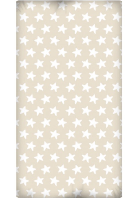 Drap Housse imprimé Coton ÉTOILES blanc - fond sable