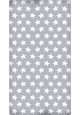 Drap Housse imprimé Coton ÉTOILES blanc - fond gris lune