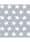 Drap Plat imprimé Coton ÉTOILES blanc - fond gris lune