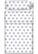 Drap Plat imprimé Coton ÉTOILES gris lune - fond blanc Drap Plat imprimé Coton ÉTOILES gris lune - fond blanc