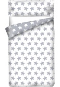 Housse de Couette Réversible Coton ÉTOILES gris lune - fond blanc Housse de Couette Réversible Coton ÉTOILES gris lune - fond blanc