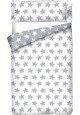 Housse de Couette Réversible Coton ÉTOILES gris lune - fond blanc