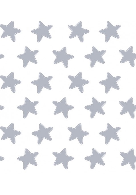 Housse de Couette Réversible Coton ÉTOILES gris lune - fond blanc