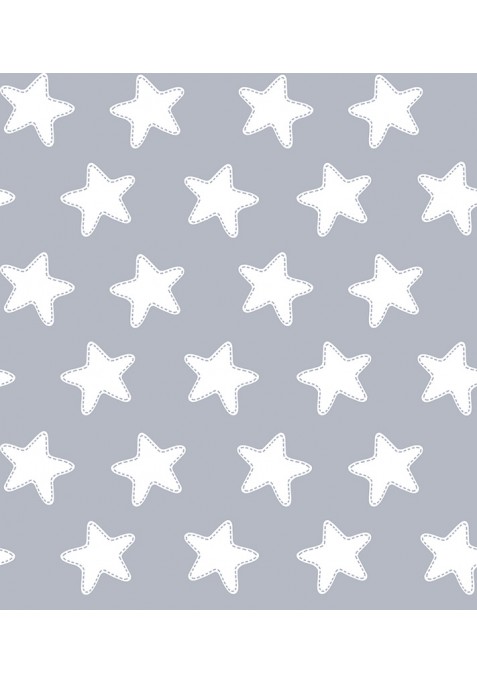 Housse de Couette Réversible Coton ÉTOILES gris lune - fond blanc