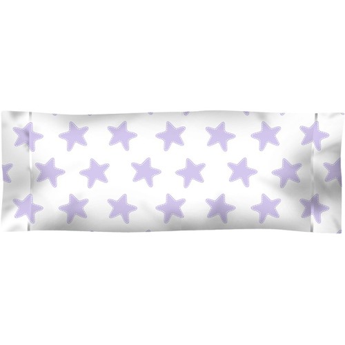 Taie D'Oreiller imprimée Coton ÉTOILES lilas - fond blanc