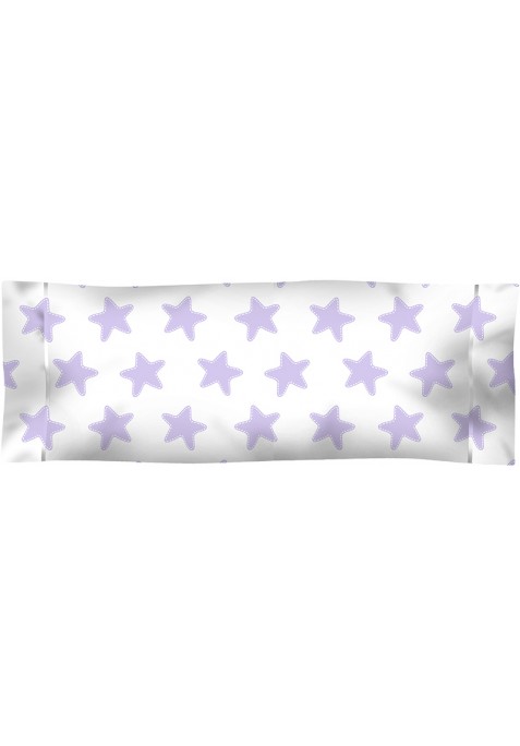 Taie D'Oreiller imprimée Coton ÉTOILES lilas - fond blanc