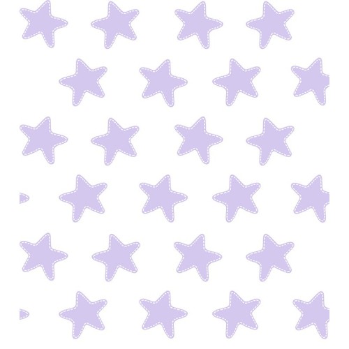 Taie D'Oreiller imprimée Coton ÉTOILES lilas - fond blanc 2