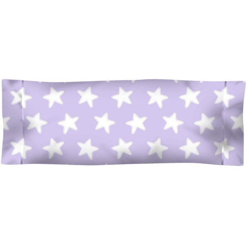 Taie D'Oreiller imprimée Coton ÉTOILES blanc - fond lilas