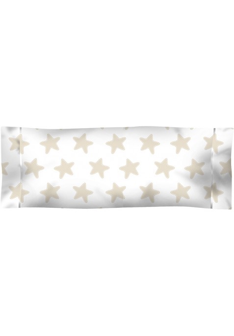 Taie D'Oreiller imprimée Coton ÉTOILES sable - fond blanc