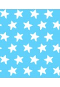 Drap Housse imprimé Coton ÉTOILES blanc - fond bleu