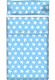 Drap Plat imprimé Coton ÉTOILES blanc - fond bleu