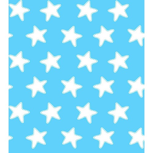 Drap Plat imprimé Coton ÉTOILES blanc - fond bleu 2