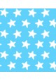 Drap Plat imprimé Coton ÉTOILES blanc - fond bleu