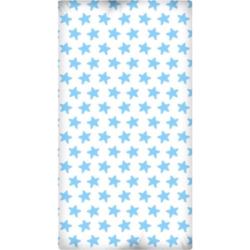 Drap Housse imprimé Coton ÉTOILES bleu - fond blanc