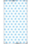 Drap Housse imprimé Coton ÉTOILES bleu - fond blanc