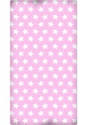 Drap Housse imprimé Coton ÉTOILES blanc - fond rose